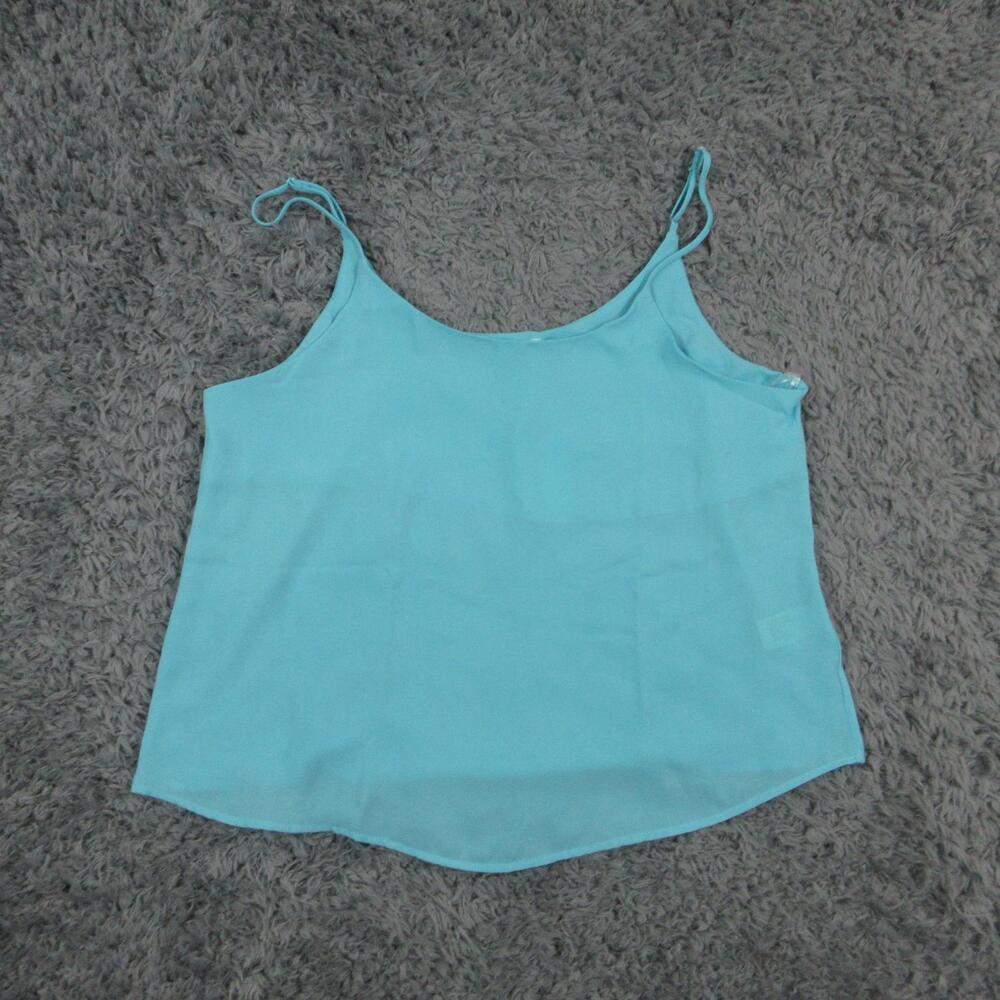 Le Kate Tank Top Womens Medium Blue Chiffon Scoop Neck Cami Sleeveless Basic NWT